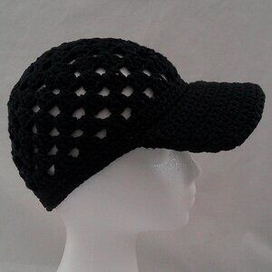 Handmade Crochet Baseball Cap - Black